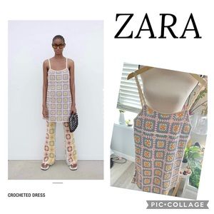 Zara NWOT Multicolored Crochet Sleeveless Mini Dress Size S